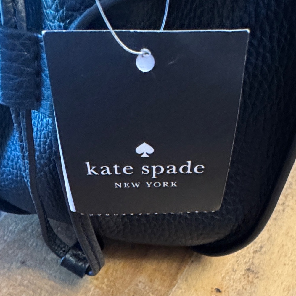 NWT kate spade stash small Black Pebbled authentic Leather Satchel w Strap New - Picture 10 of 15